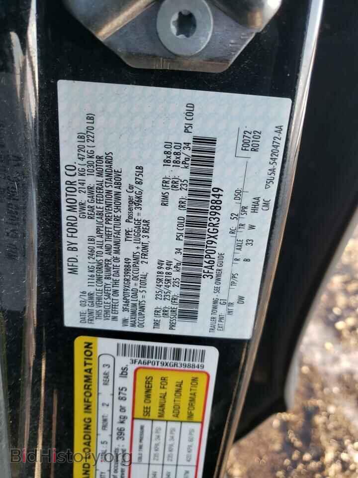 2016 FORD ALL Models - VIN: 3FA6P0T9XGR398849 - Фото 12
