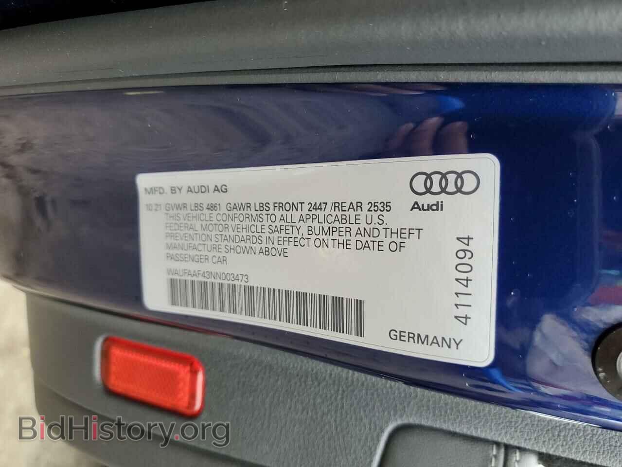 2022 AUDI A4 - VIN: WAUFAAF43NN003473 - Photo 12