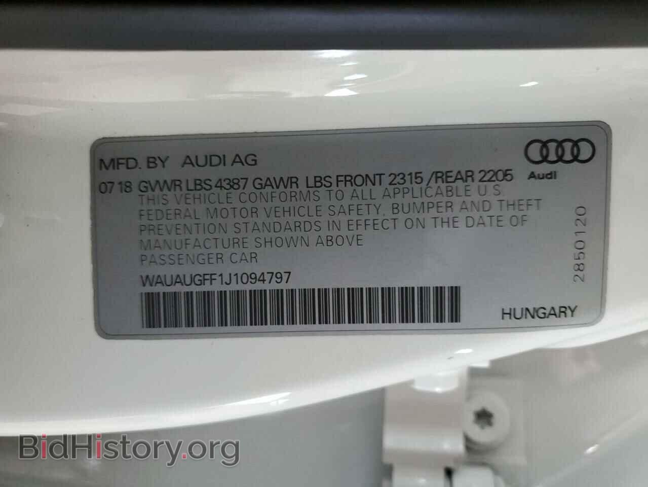 2018 AUDI A3 - VIN: WAUAUGFF1J1094797 - Фото 13