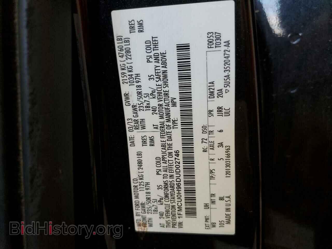2013 FORD ESCAPE - VIN: 1FMCU0H96DUD02746 - Photo 13