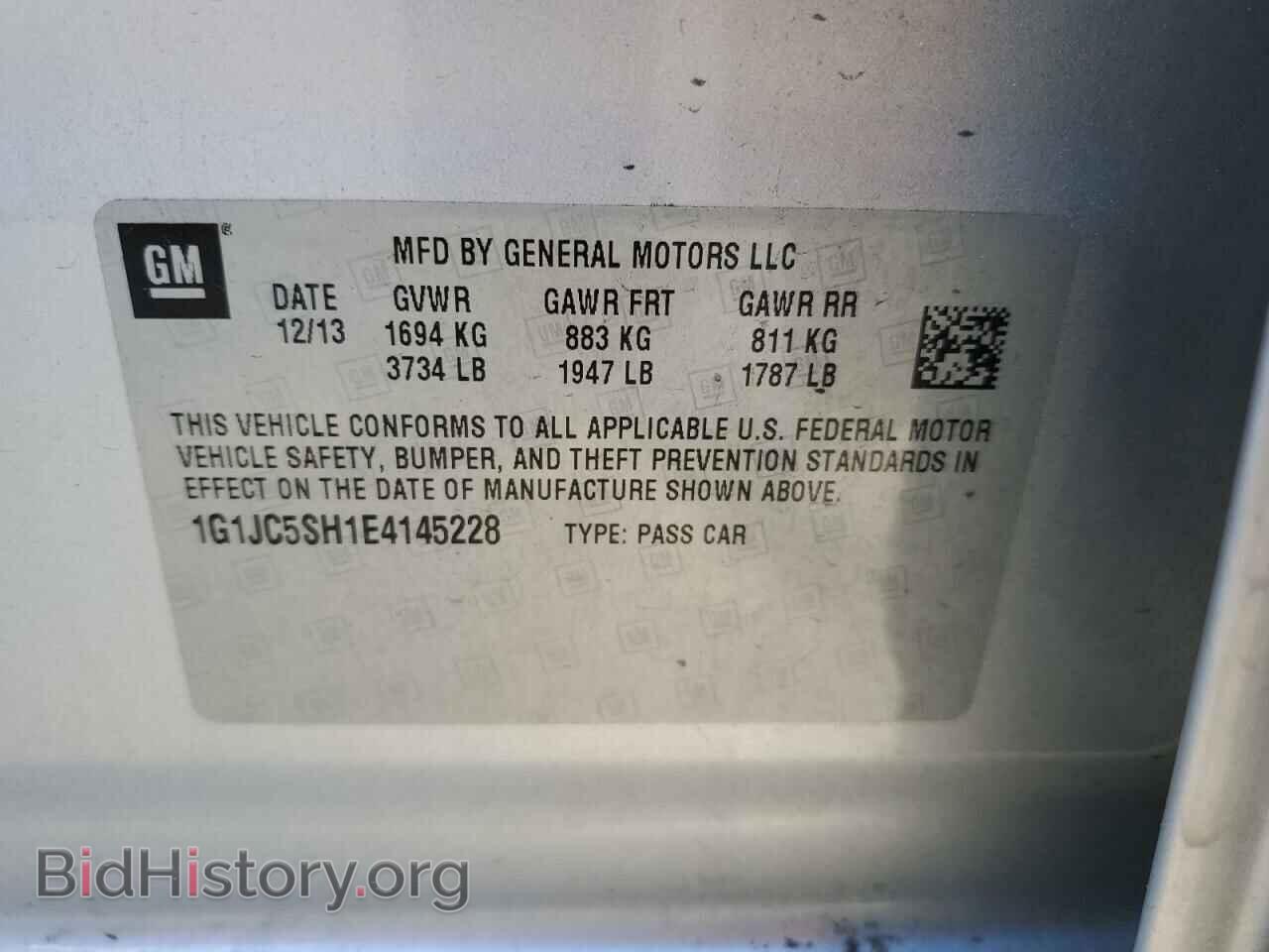 2014 CHEVROLET SONIC - VIN: 1G1JC5SH1E4145228 - Фото 12
