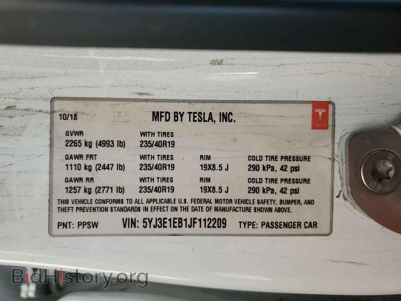2018 TESLA MODEL 3 - VIN: 5YJ3E1EB1JF112209 - Фото 12