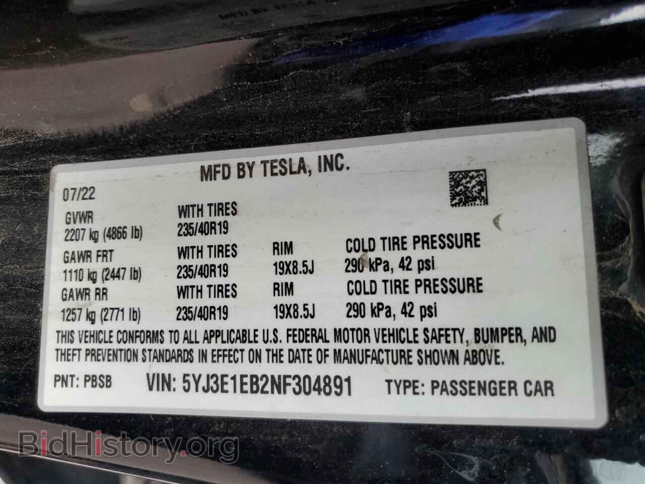 2022 TESLA MODEL 3 - VIN: 5YJ3E1EB2NF304891 - Photo 12