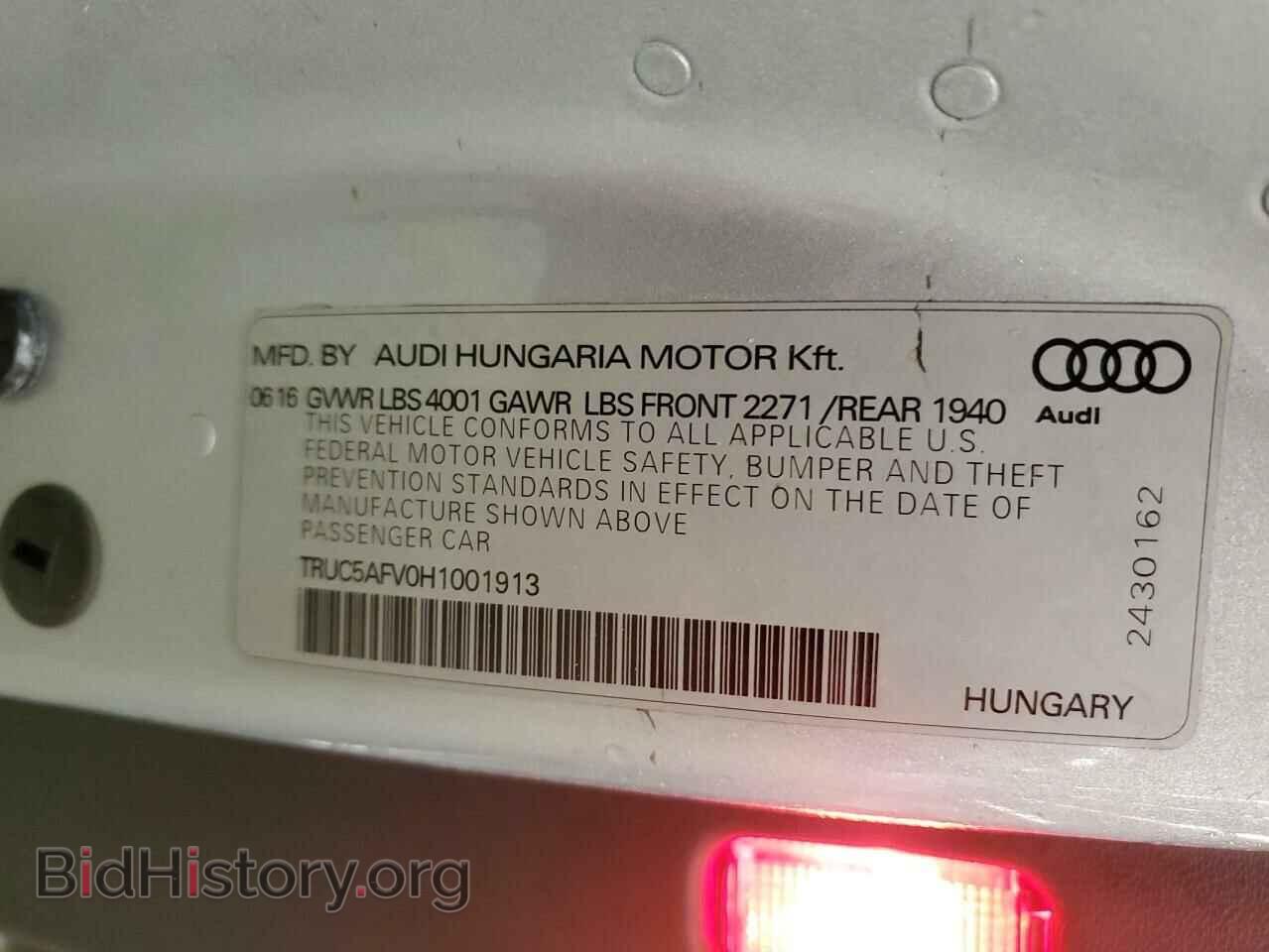2017 AUDI TT - VIN: TRUC5AFV0H1001913 - Фото 12