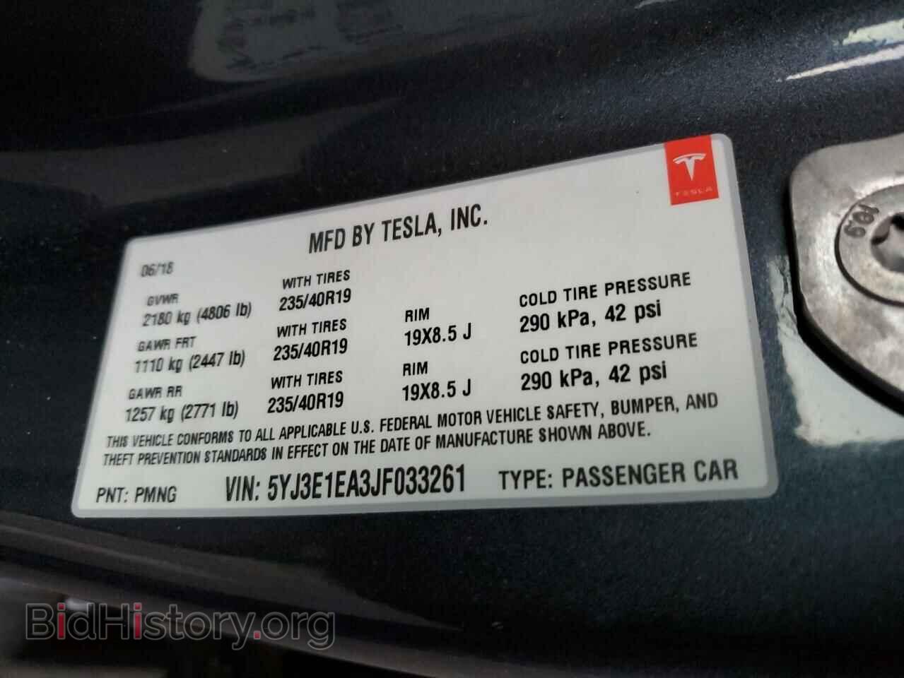 2018 TESLA MODEL 3 - VIN: 5YJ3E1EA3JF033261 - Фото 12