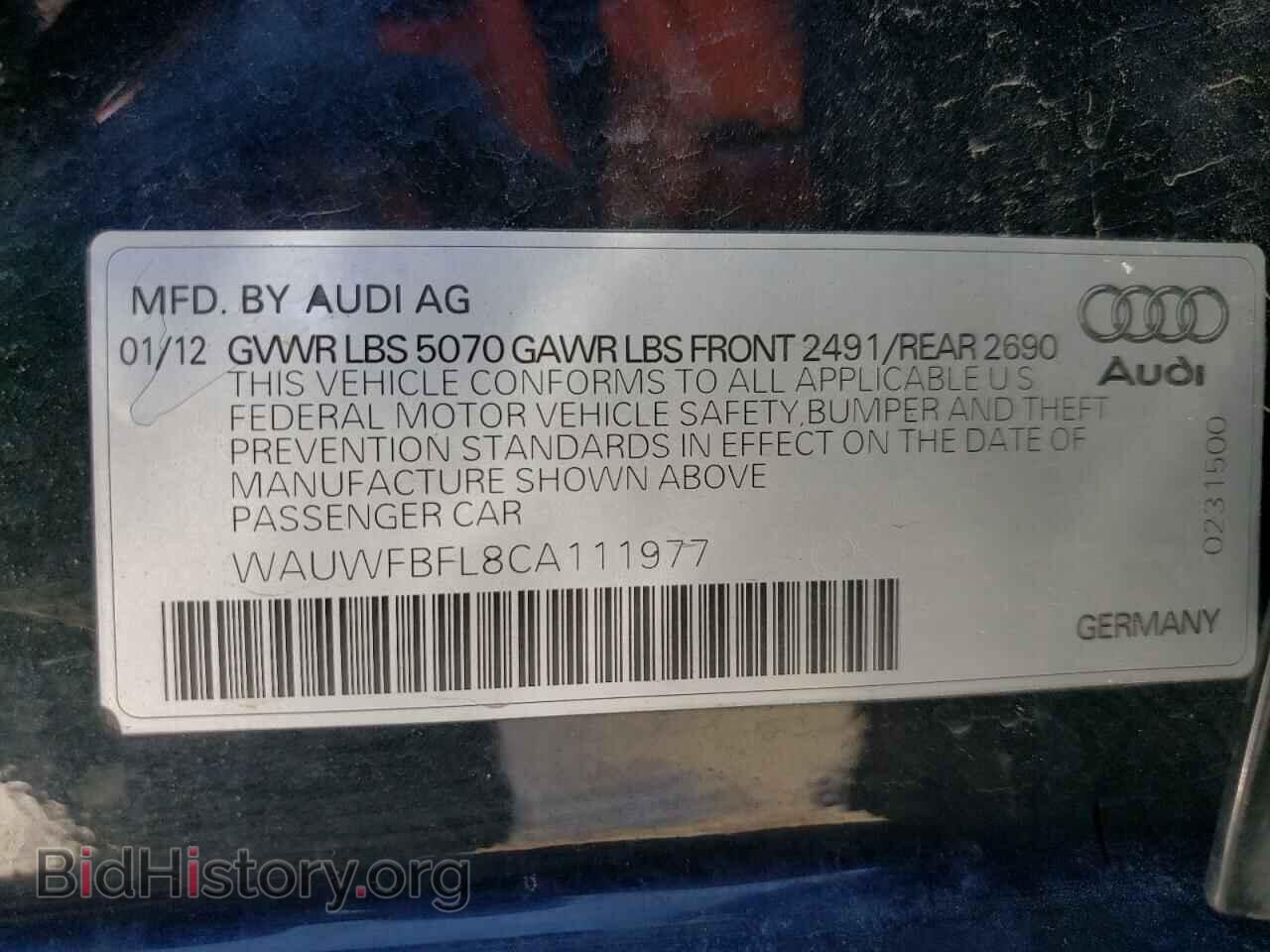 2012 AUDI A4 - VIN: WAUWFBFL8CA111977 - Photo 12
