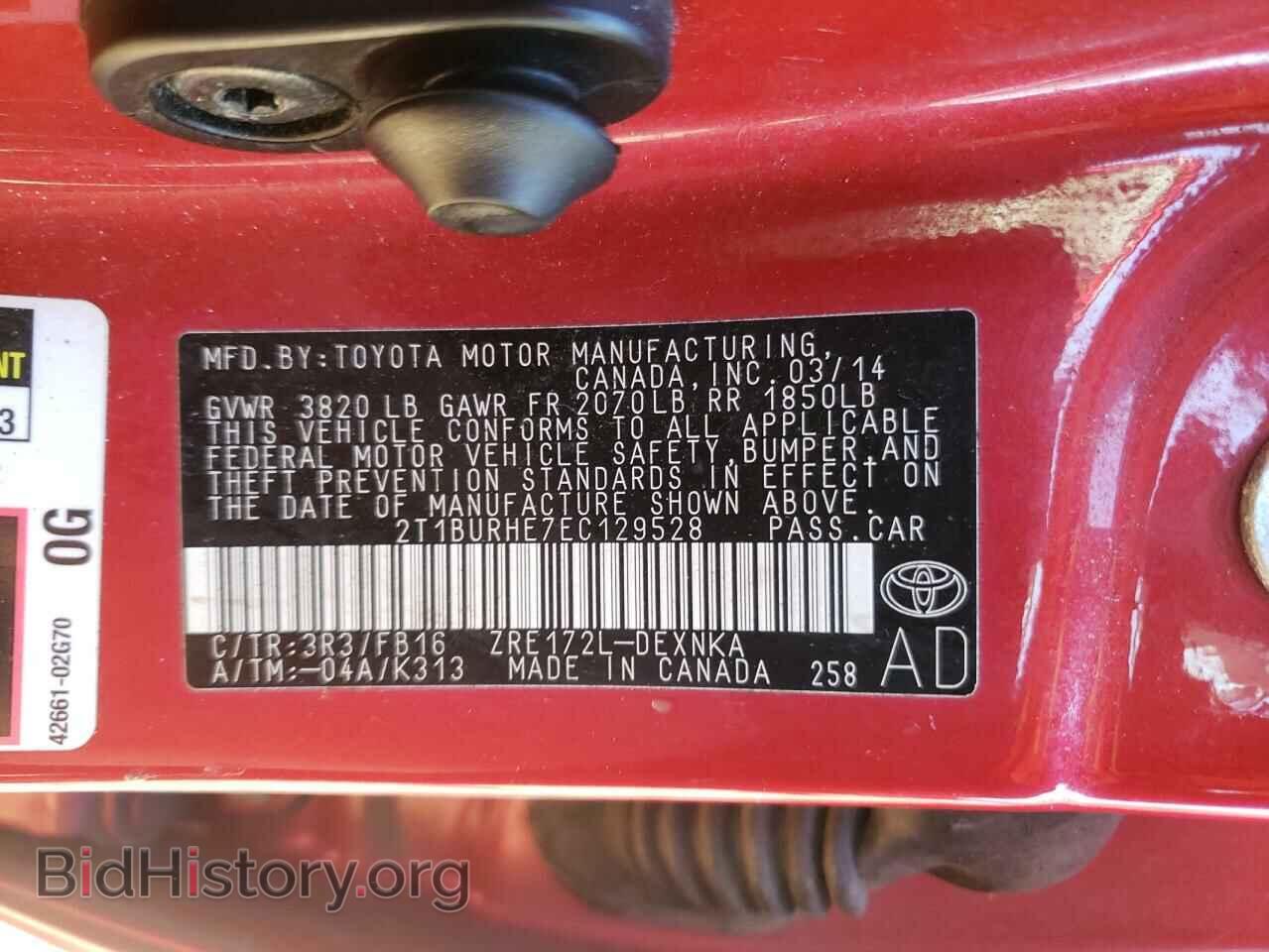 2014 TOYOTA COROLLA - VIN: 2T1BURHE7EC129528 - Фото 12