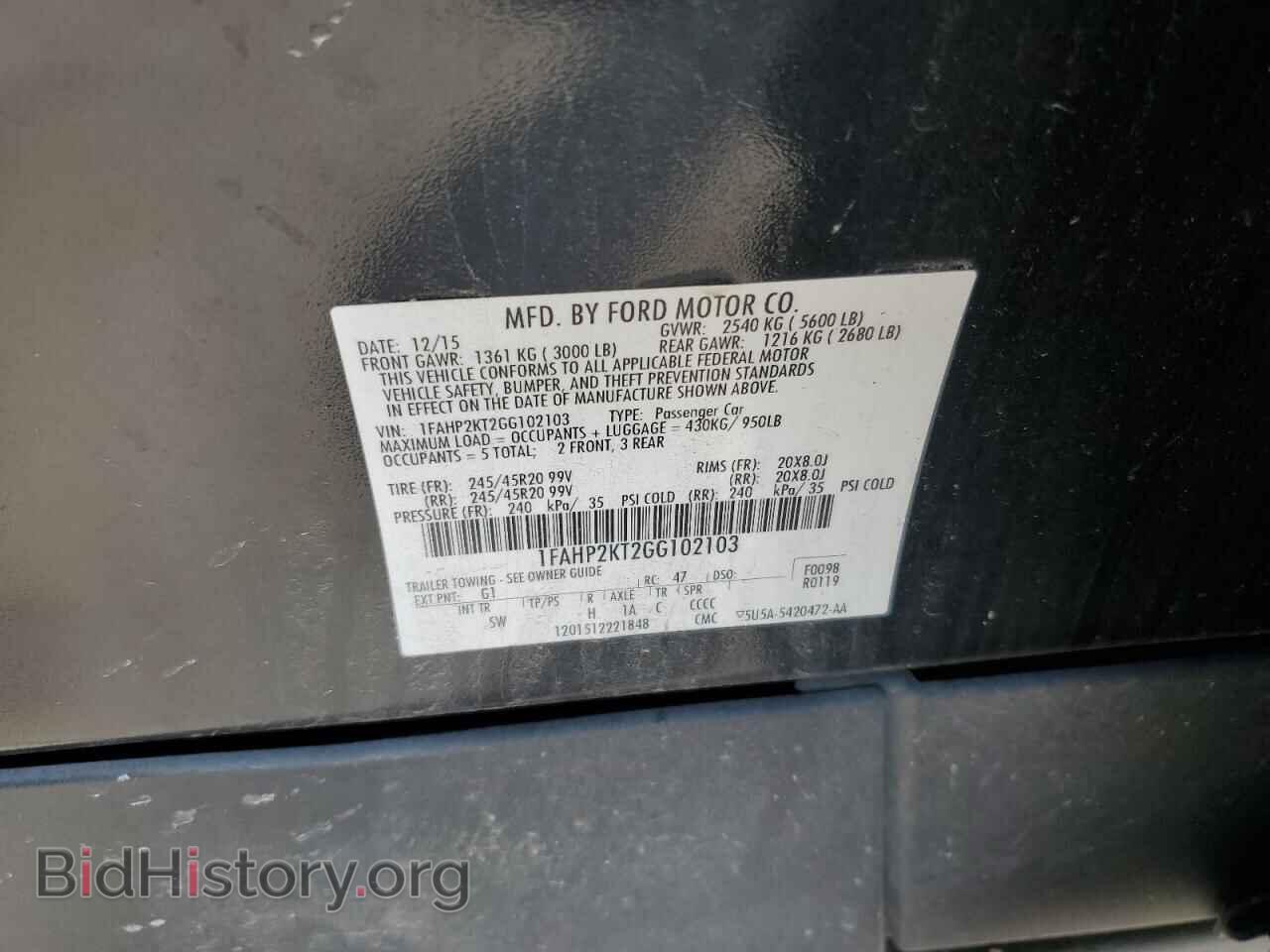 2016 FORD TAURUS - VIN: 1FAHP2KT2GG102103 - Фото 13