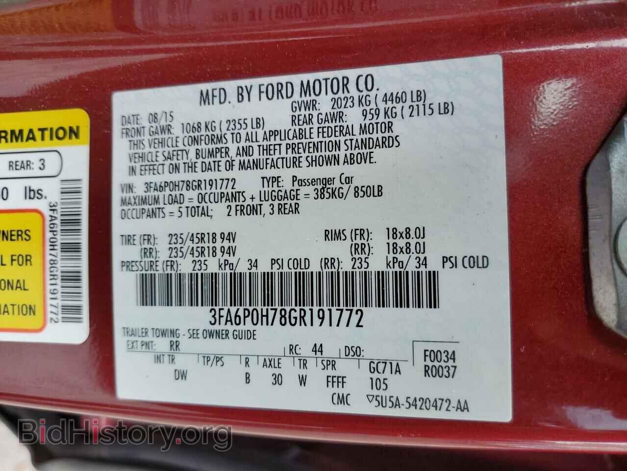 2016 FORD FUSION - VIN: 3FA6P0H78GR191772 - Фото 12