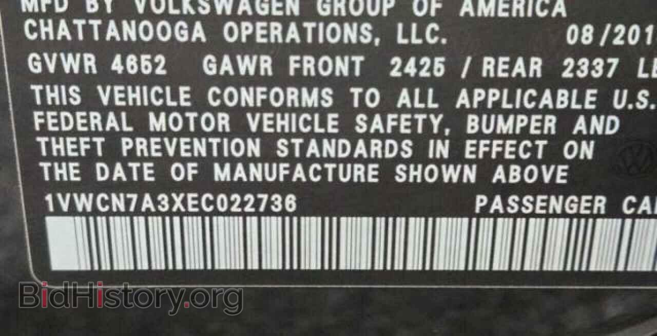 2014 VOLKSWAGEN PASSAT - VIN: 1VWCN7A3XEC022736 - Фото 10