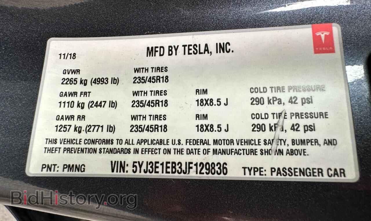 2018 TESLA MODEL 3 - VIN: 5YJ3E1EB3JF129836 - Фото 10