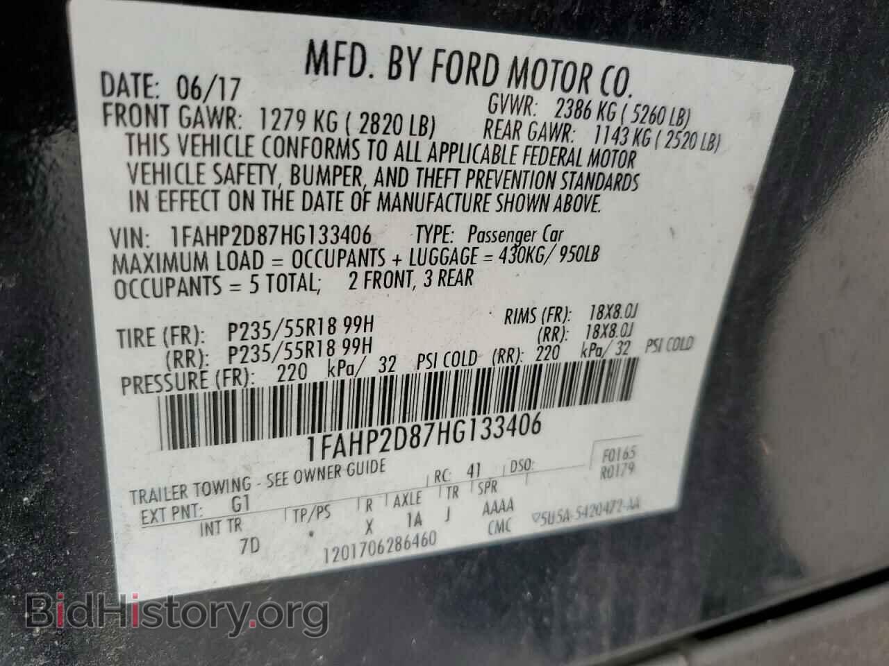 2017 FORD TAURUS - VIN: 1FAHP2D87HG133406 - Фото 12