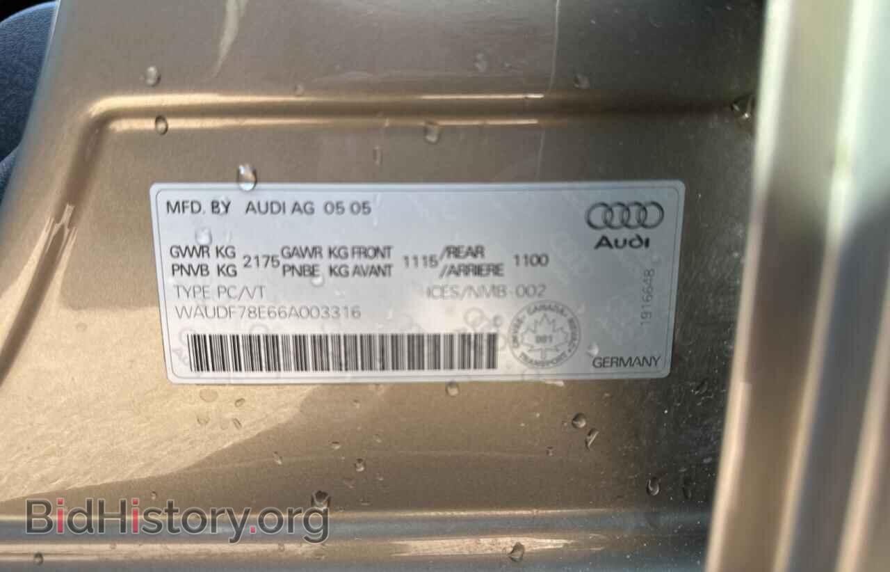 2006 AUDI A4 - VIN: WAUDF78E66A003316 - Фото 10