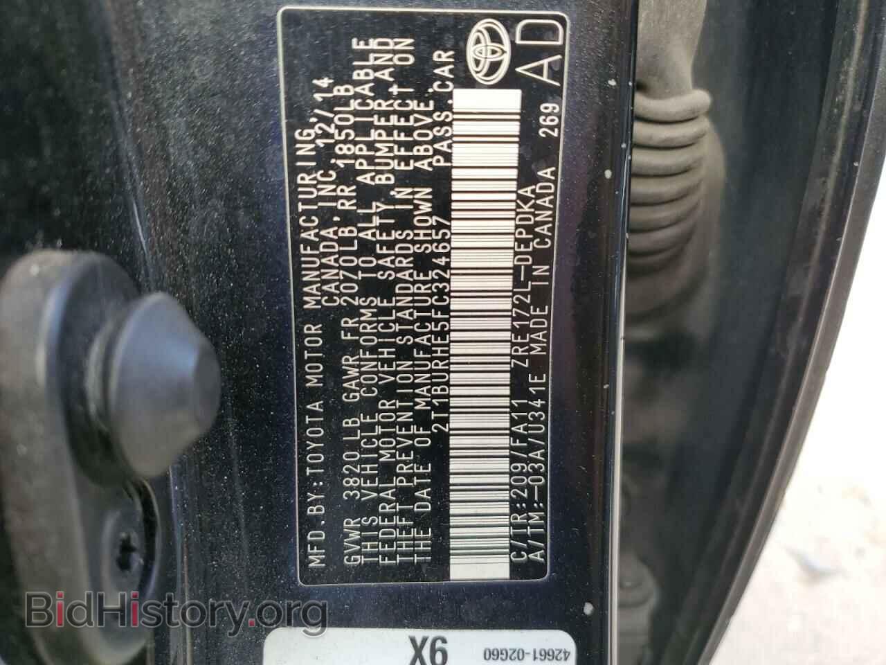 2015 TOYOTA COROLLA - VIN: 2T1BURHE5FC324657 - Фото 12