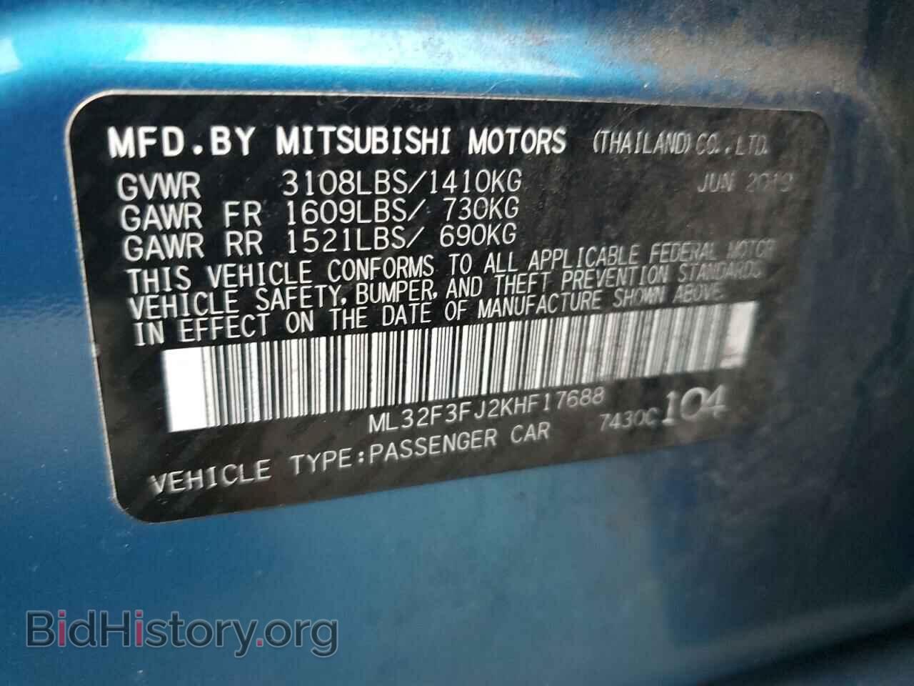 2019 MITSUBISHI MIRAGE - VIN: ML32F3FJ2KHF17688 - Фото 12