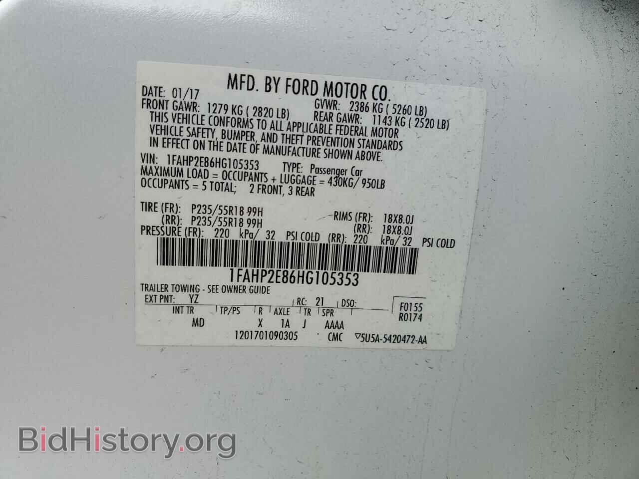 2017 FORD TAURUS - VIN: 1FAHP2E86HG105353 - Photo 12