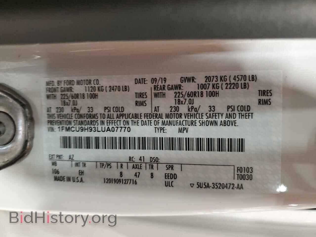 2020 FORD ESCAPE - VIN: 1FMCU9H93LUA07770 - Photo 13