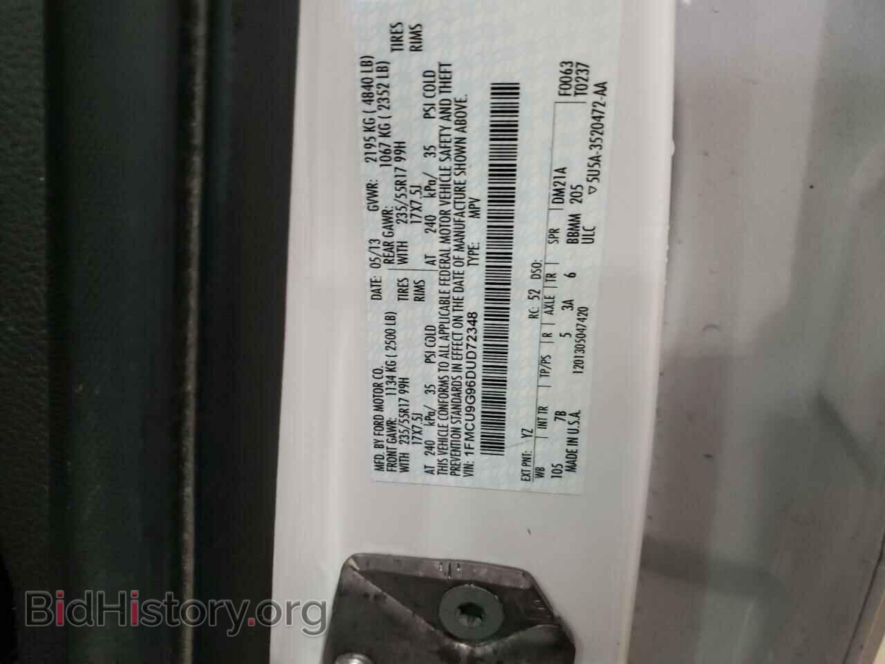 2013 FORD ESCAPE - VIN: 1FMCU9G96DUD72348 - Фото 13