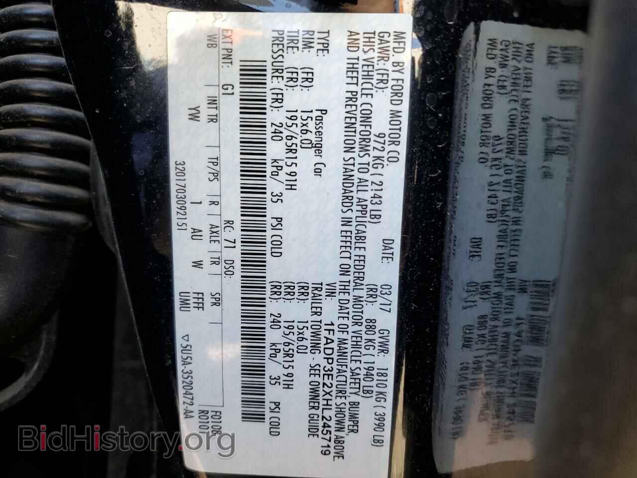 2017 FORD FOCUS - VIN: 1FADP3E2XHL245719 - Фото 12