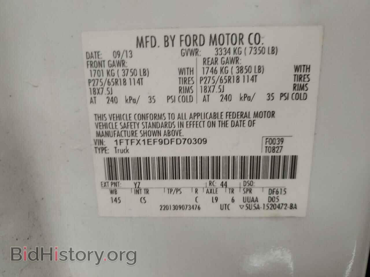 2013 FORD F-150 - VIN: 1FTFX1EF9DFD70309 - Фото 12