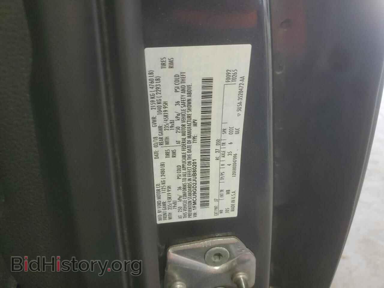 2018 FORD ESCAPE - VIN: 1FMCU9GD2JUB80201 - Фото 13