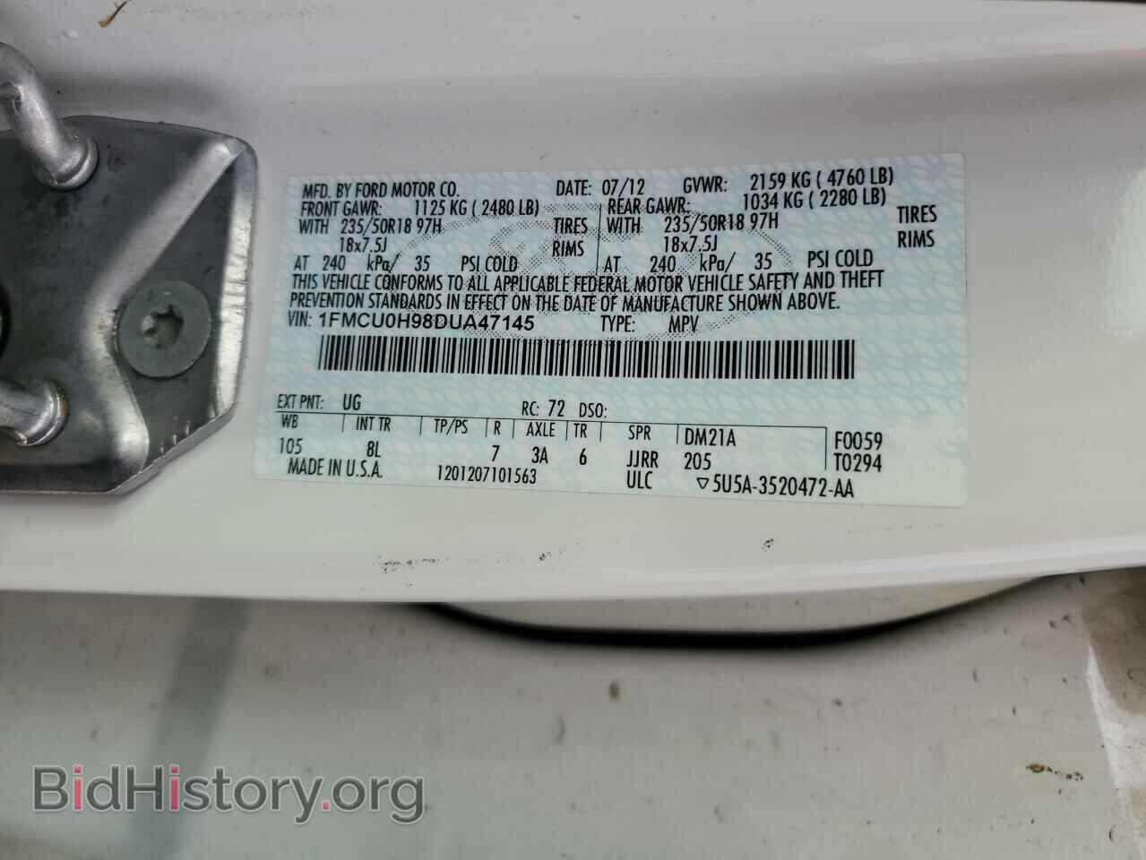 2013 FORD ESCAPE - VIN: 1FMCU0H98DUA47145 - Фото 13