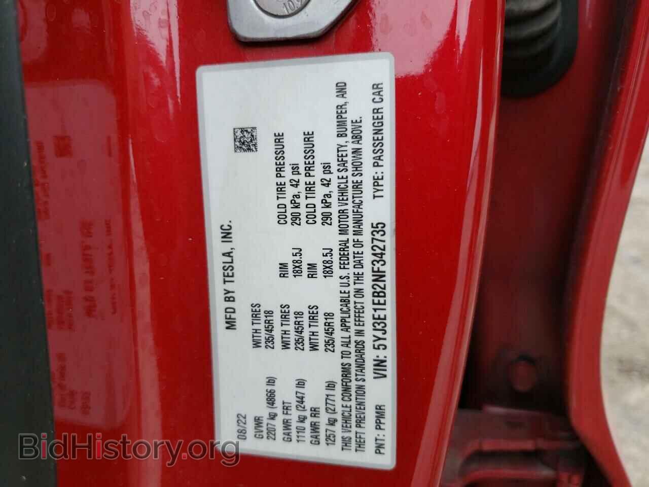 2022 TESLA MODEL 3 - VIN: 5YJ3E1EB2NF342735 - Фото 12