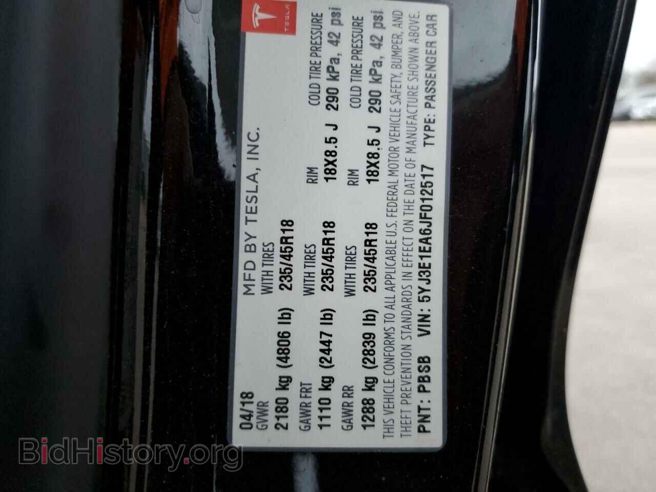 2018 TESLA MODEL 3 - VIN: 5YJ3E1EA6JF012517 - Фото 12