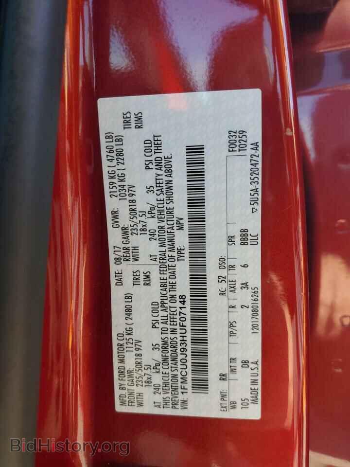 2017 FORD ESCAPE - VIN: 1FMCU0J93HUF07148 - Фото 13