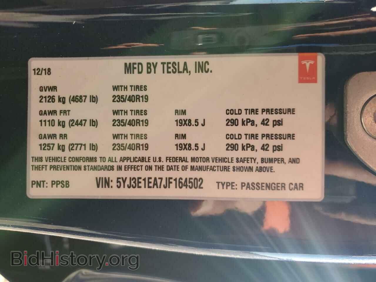 2018 TESLA MODEL 3 - VIN: 5YJ3E1EA7JF164502 - Фото 12