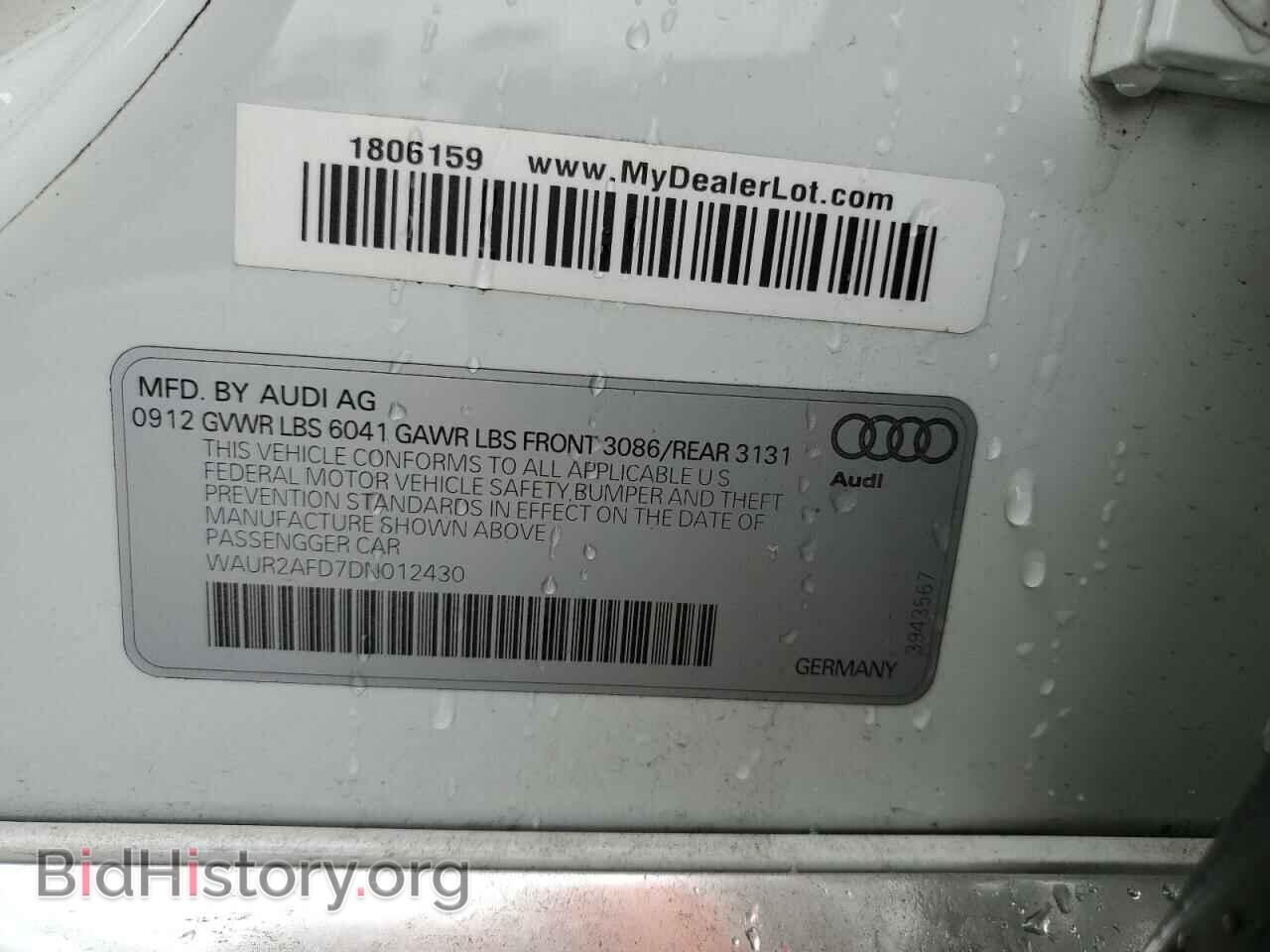 2013 AUDI A8 - VIN: WAUR2AFD7DN012430 - Фото 13