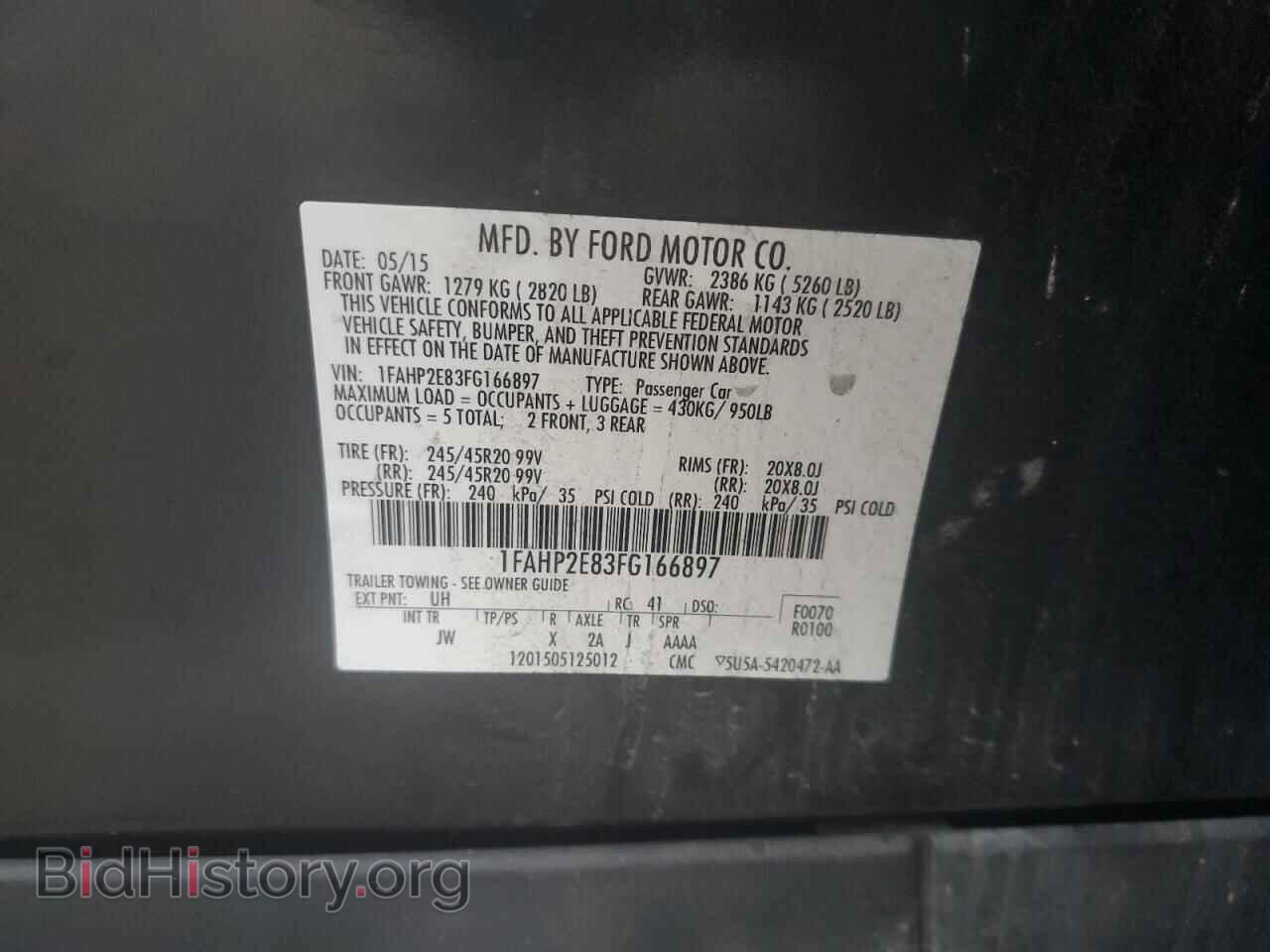 2015 FORD TAURUS - VIN: 1FAHP2E83FG166897 - Фото 12