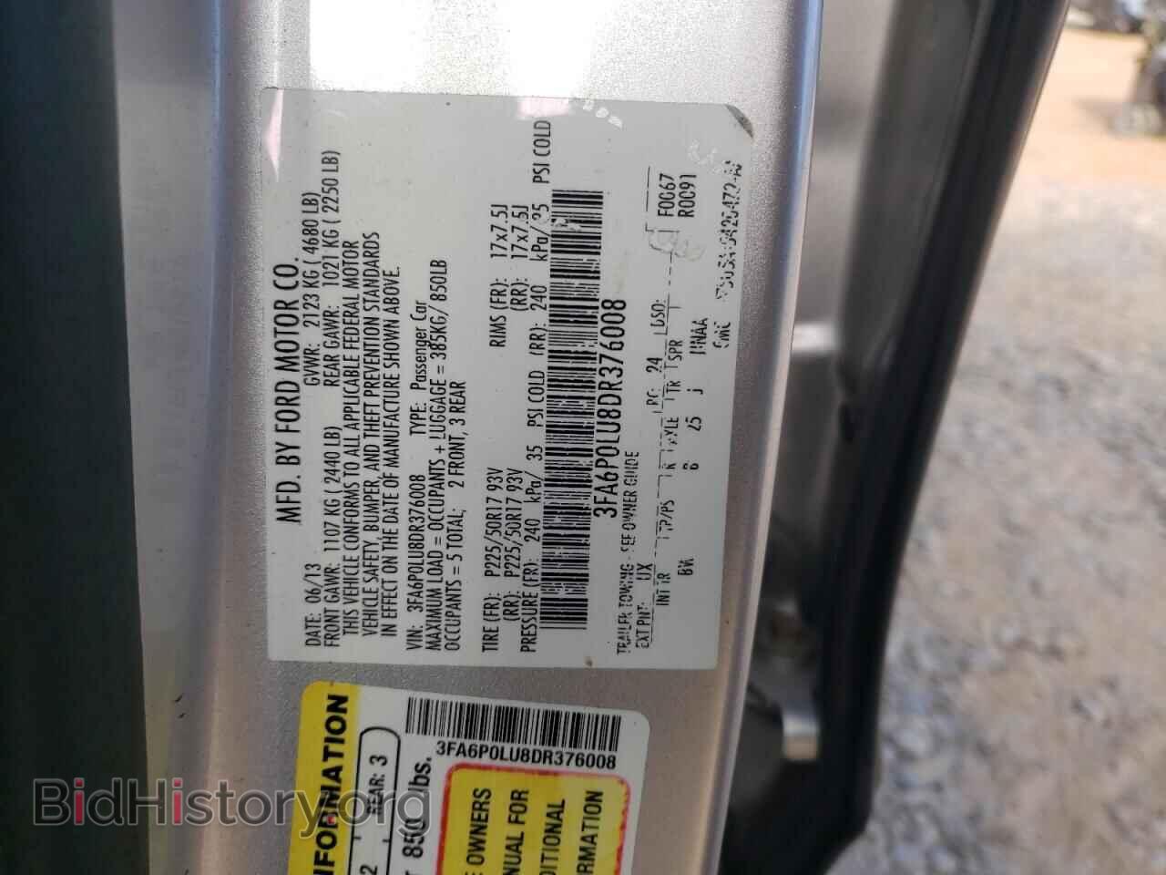 2013 FORD ALL Models - VIN: 3FA6P0LU8DR376008 - Фото 12