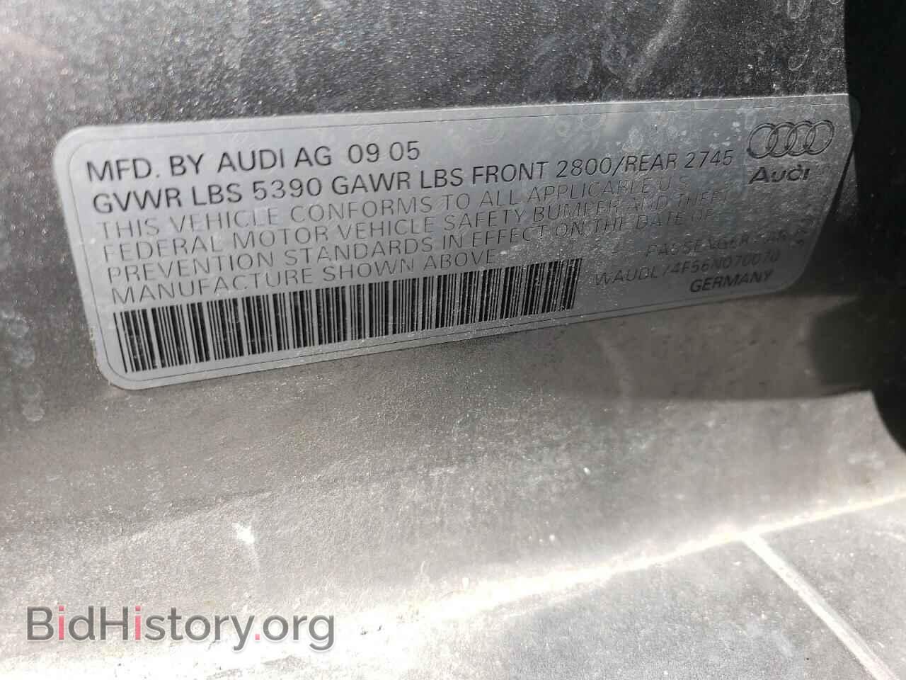 2006 AUDI A6 - VIN: WAUDL74F56N070070 - Фото 12
