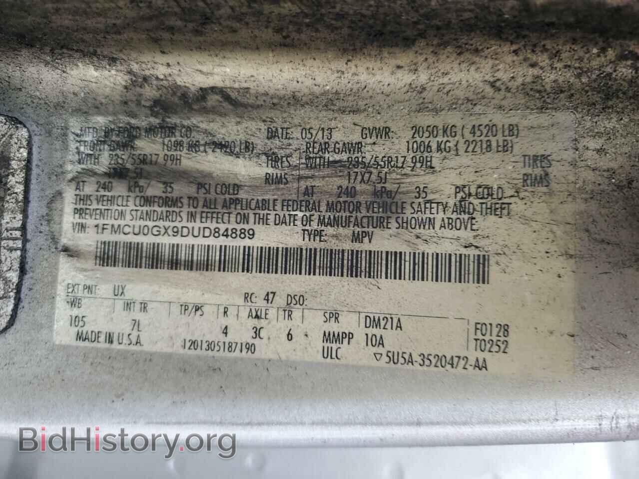 2013 FORD ESCAPE - VIN: 1FMCU0GX9DUD84889 - Фото 13