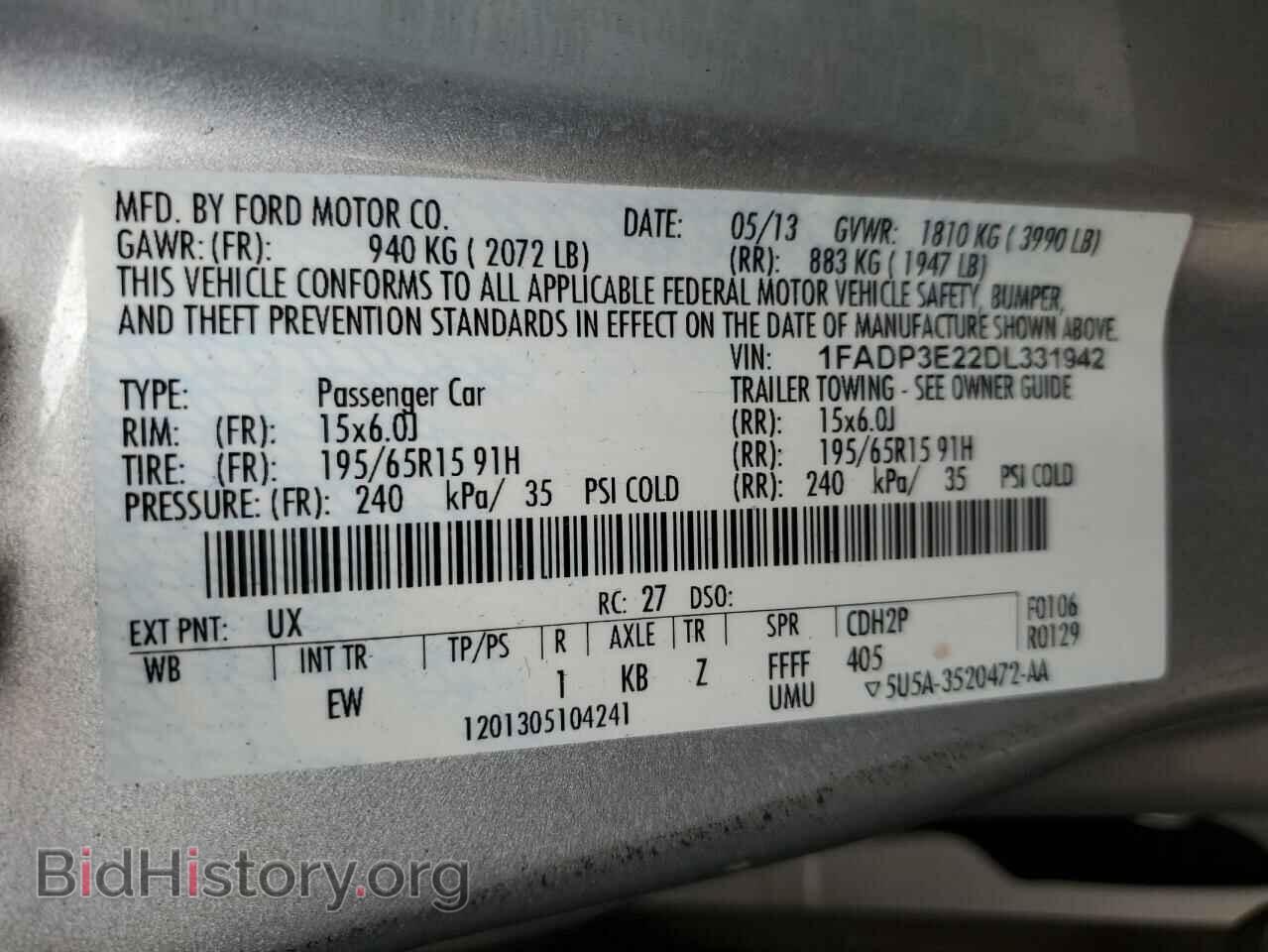 2013 FORD FOCUS - VIN: 1FADP3E22DL331942 - Фото 12