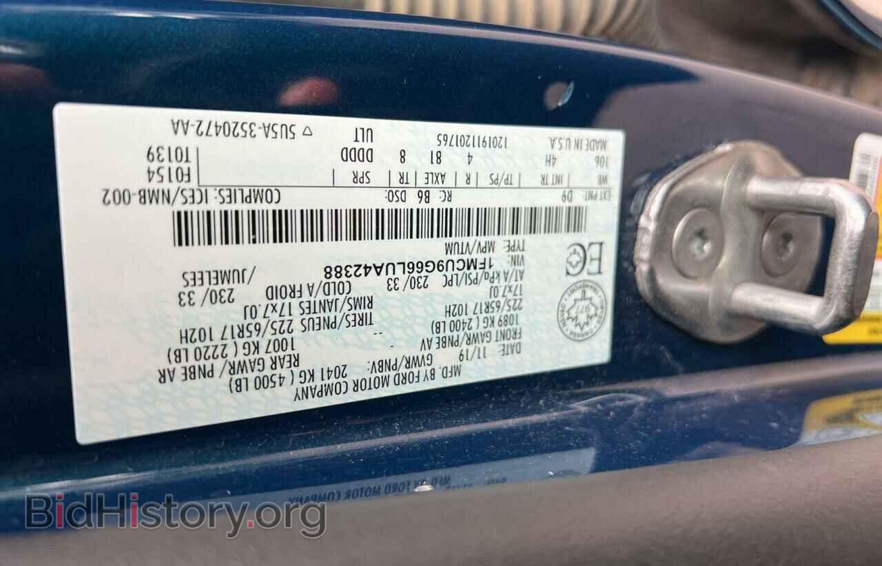 2020 FORD ESCAPE - VIN: 1FMCU9G66LUA42388 - Фото 10