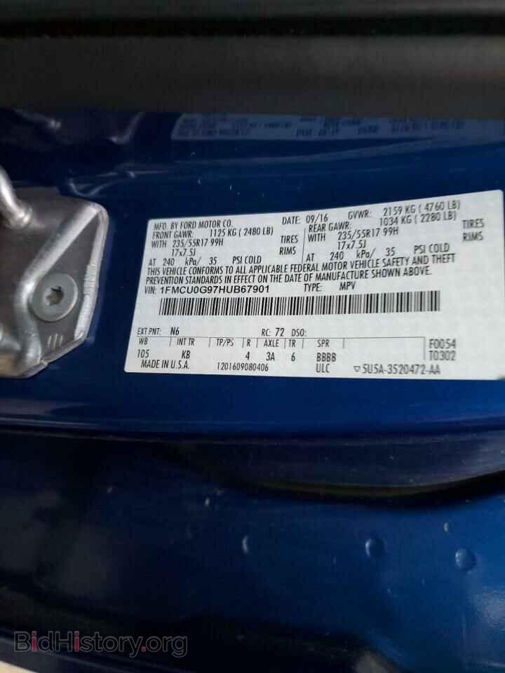 2017 FORD ESCAPE - VIN: 1FMCU0G97HUB67901 - Фото 14