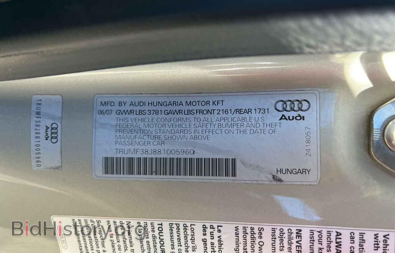 2008 AUDI TT - VIN: TRUMF38J881005960 - Фото 10
