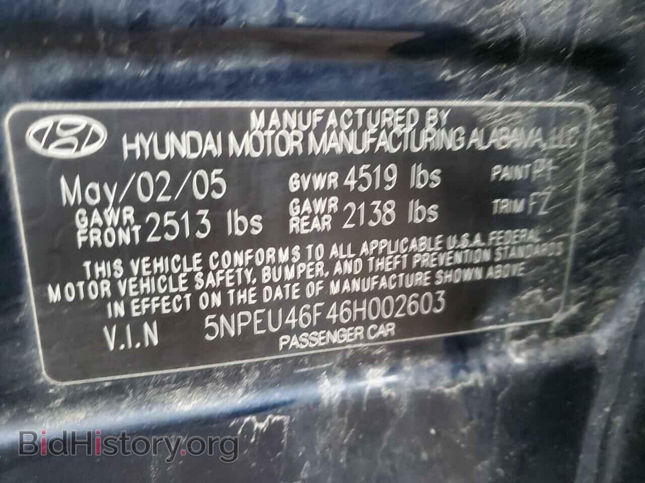 2006 HYUNDAI SONATA - VIN: 5NPEU46F46H002603 - Фото 12