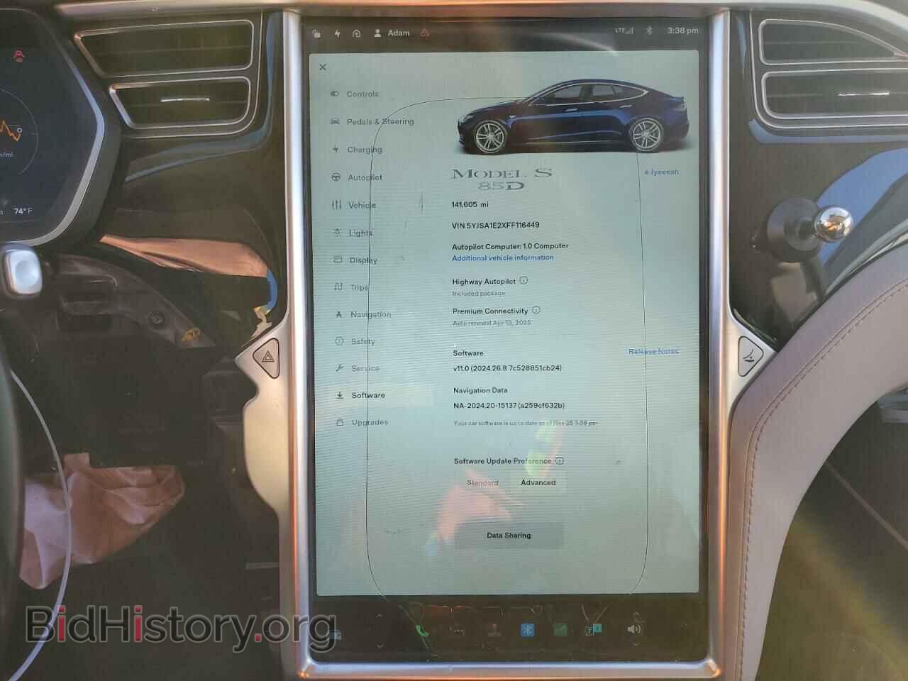2015 TESLA MODEL S - VIN: 5YJSA1E2XFF116449 - Фото 9