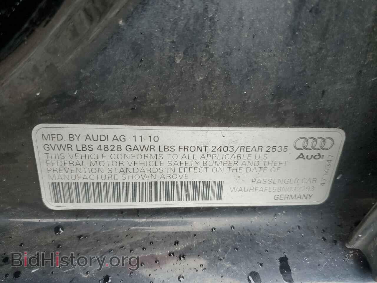 2011 AUDI A4 - VIN: WAUHFAFL5BN032793 - Фото 12