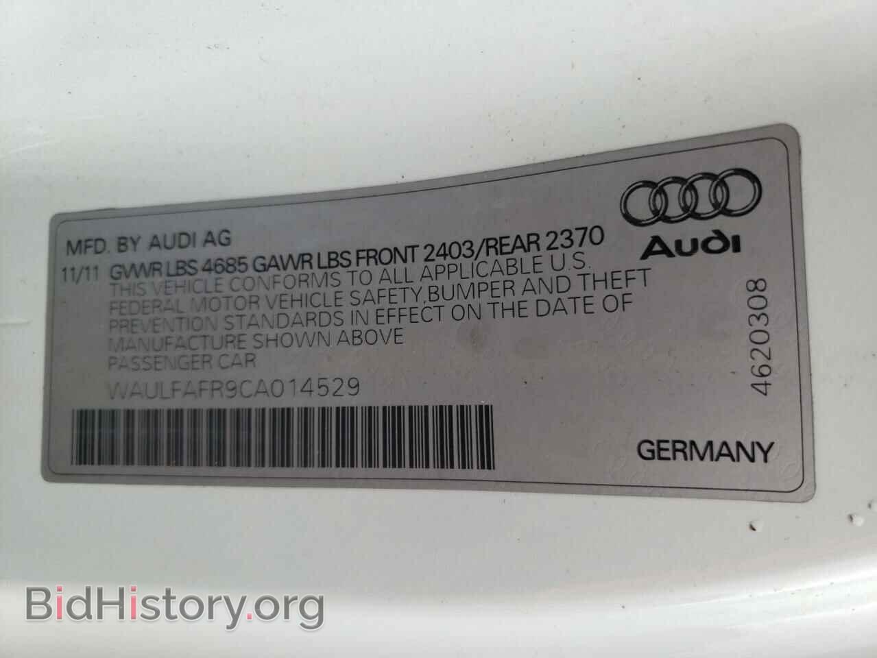2012 AUDI A5 - VIN: WAULFAFR9CA014529 - Фото 12