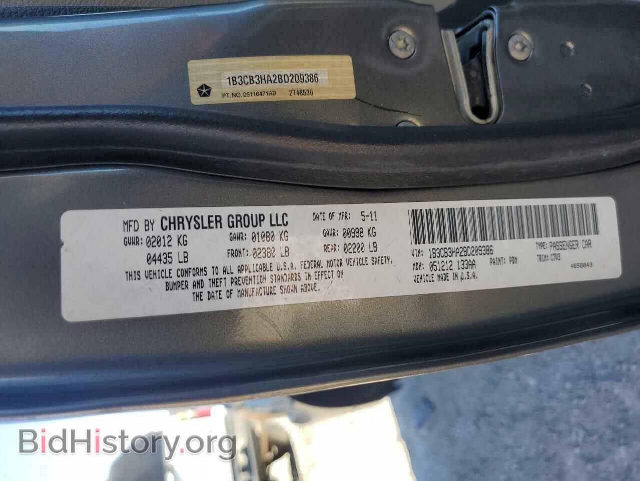 2011 DODGE CALIBER - VIN: 1B3CB3HA2BD209386 - Фото 12