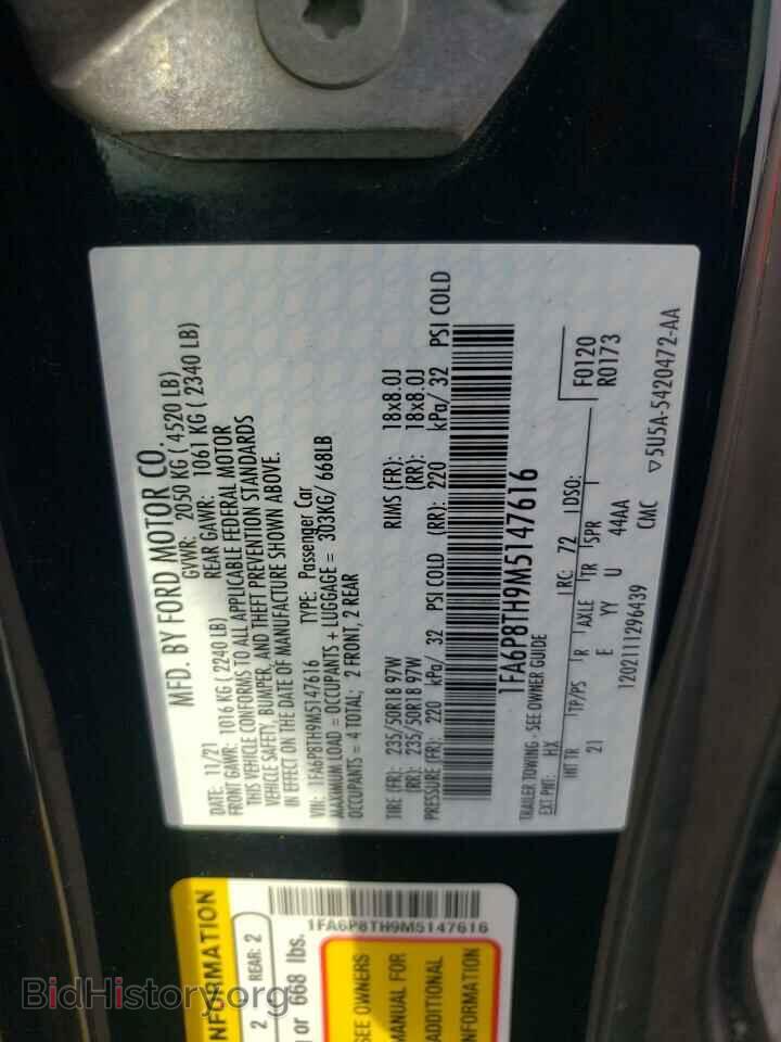 2021 FORD ALL Models - VIN: 1FA6P8TH9M5147616 - Фото 12