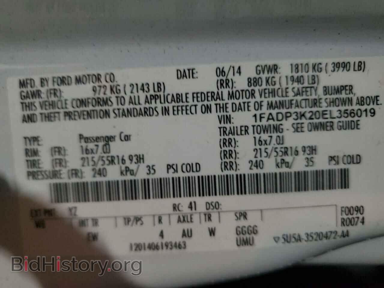 2014 FORD FOCUS - VIN: 1FADP3K20EL356019 - Фото 13