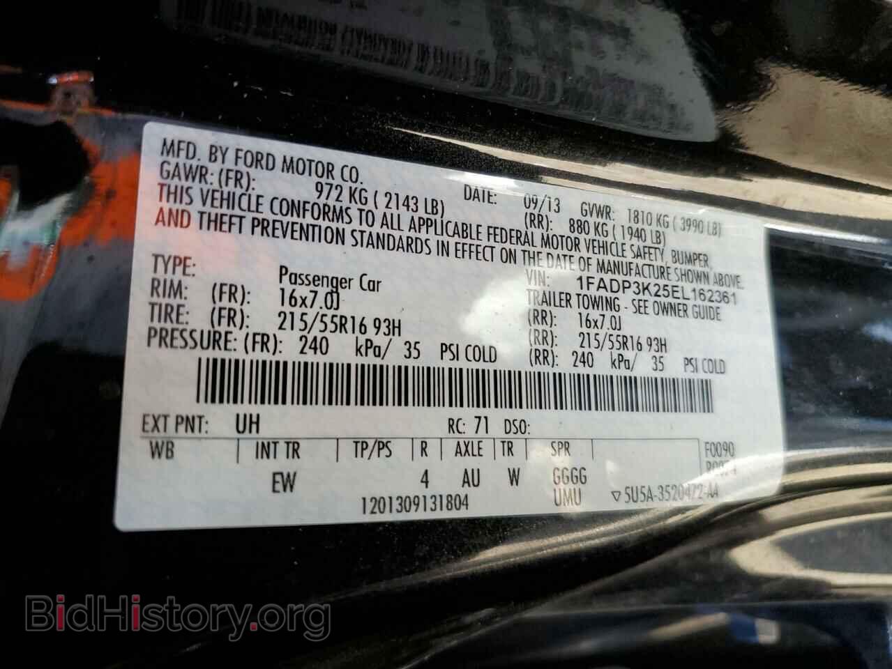2014 FORD FOCUS - VIN: 1FADP3K25EL162361 - Фото 12