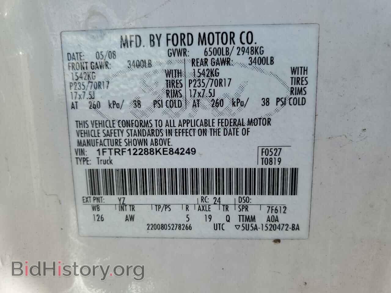 2008 FORD All Models - VIN: 1FTRF12288KE84249 - Photo 12