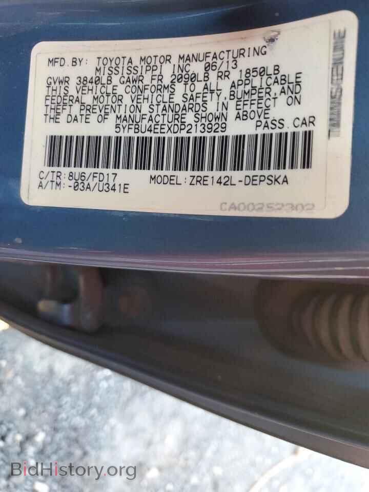 2013 TOYOTA COROLLA - VIN: 5YFBU4EEXDP213929 - Фото 13