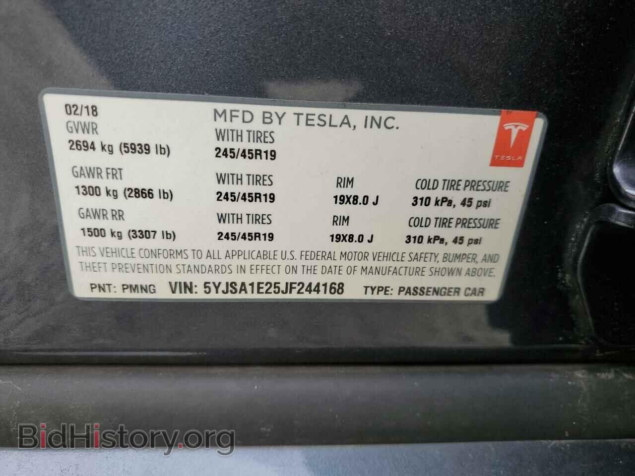 2018 TESLA MODEL S - VIN: 5YJSA1E25JF244168 - Фото 13